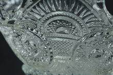 Load image into Gallery viewer, Pressed Glass Pedestal Compote Bowl with Scalloped Rim &amp; Medallion Pattern
