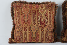 Load image into Gallery viewer, Hickory Chair 20 Inch Paisley Down Feather Throw Pillows Fringe Pair
