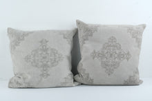 Load image into Gallery viewer, Pottery Barn Set of 3 Gray Medallion Velvet Throw Pillows 22 Inch
