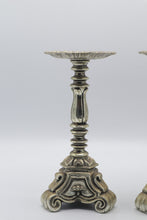 Load image into Gallery viewer, Vintage Rubel Baroque Revival Silver Tone Pillar Candle Holders Pair 1960s

