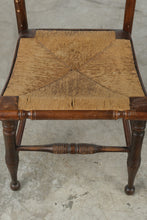 Load image into Gallery viewer, Pair of Antique Rush Seat Ladder Back Dining Chairs with Turned Legs
