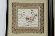 Load image into Gallery viewer, Vintage Chinese Silk Embroidery Birds Butterflies Flowers Framed Pair 20 x 20
