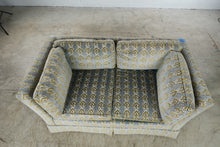 Load image into Gallery viewer, Vintage 1970 Thomasville Velvet Sofa in Blue and Olive Patterned Velour II
