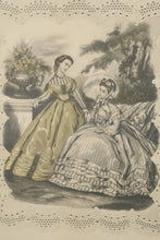 Load image into Gallery viewer, Hand-Colored Godey’s Fashion Print – H40447 (Victorian Ladies Scene #2)
