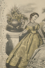 Load image into Gallery viewer, Hand-Colored Godey’s Fashion Print – H40447 (Victorian Ladies Scene #2)
