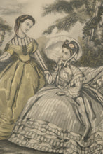 Load image into Gallery viewer, Hand-Colored Godey’s Fashion Print – H40447 (Victorian Ladies Scene #2)
