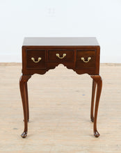 Load image into Gallery viewer, Queen Anne Style Three Drawer Side Table with Cabriole Legs and Brass Pulls
