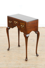 Load image into Gallery viewer, Queen Anne Style Three Drawer Side Table with Cabriole Legs and Brass Pulls

