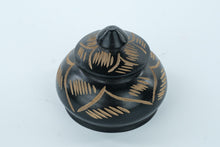 Load image into Gallery viewer, Handcrafted Black and Natural Clay Lidded Trinket Jar – Mexican Folk Art Style – 3.25&quot;
