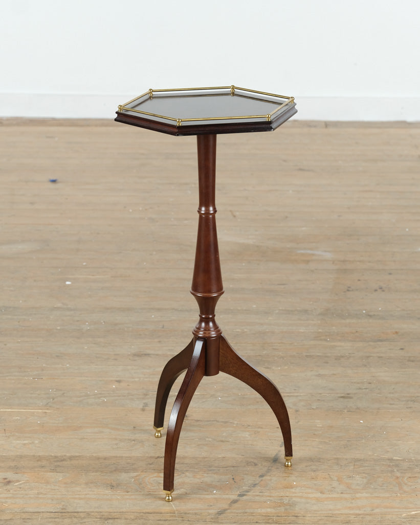Bombay Company Octagonal Pedestal Table with Gold Gallery – 30” Tall