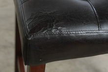 Load image into Gallery viewer, Pair of 30-Inch Backless Bar Stools – Black Tufted Seats &amp; Wood Legs
