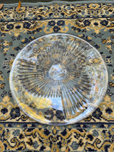 Load image into Gallery viewer, Vintage Clear Glass Platter – 13” Radiant Ribbed Sunburst Design Serving Plate

