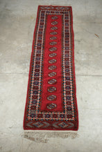 Load image into Gallery viewer, Antique Pakistani Bokhara Hand Knotted Wool Runner Rug Red Geometric 32x120
