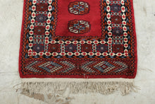 Load image into Gallery viewer, Antique Pakistani Bokhara Hand Knotted Wool Runner Rug Red Geometric 32x120
