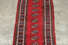 Load image into Gallery viewer, Antique Pakistani Bokhara Hand Knotted Wool Runner Rug Red Geometric 32x120
