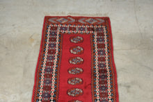 Load image into Gallery viewer, Antique Pakistani Bokhara Hand Knotted Wool Runner Rug Red Geometric 32x120
