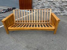 Load image into Gallery viewer, Mission-Style Oak Futon Sofa Bed – Excellent Condition
