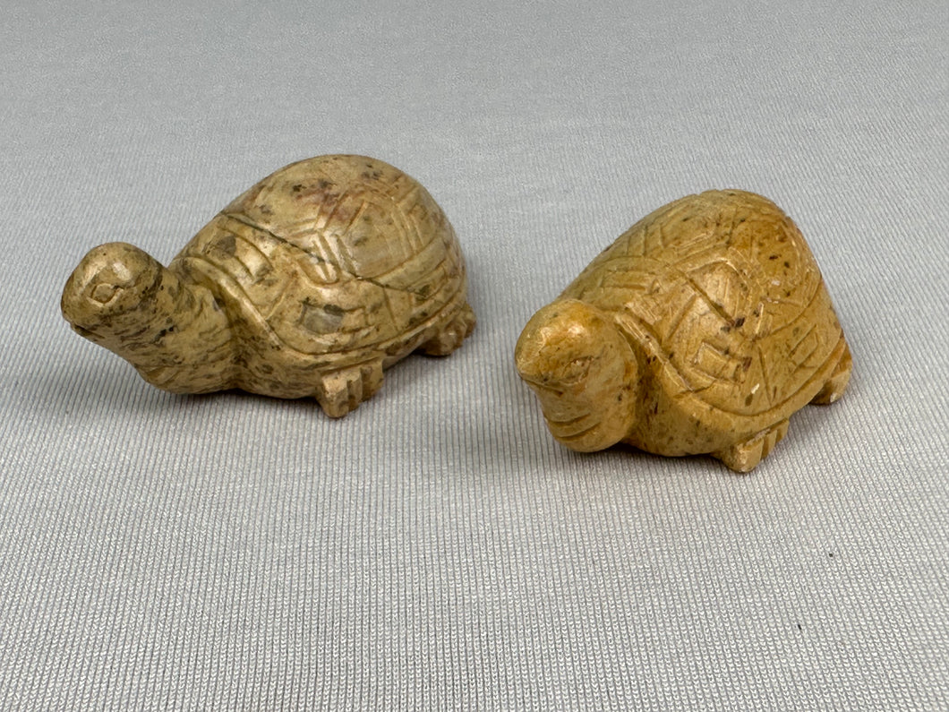 Pair of Stone Carved Tortoises / Turtles