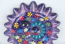 Load image into Gallery viewer, Mexican Folk Art Sun Moon Face Wall Plaque Hand Painted Pottery 9 Inch
