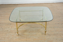 Load image into Gallery viewer, Hollywood Regency Brass Coffee Table with Glass Top and Claw Feet
