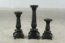 Load image into Gallery viewer, Ornate Gothic Style Candle Holders Set of 3 Spiral Columns Bronze Finish
