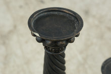 Load image into Gallery viewer, Ornate Gothic Style Candle Holders Set of 3 Spiral Columns Bronze Finish
