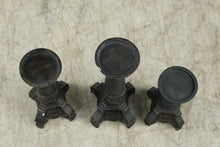 Load image into Gallery viewer, Ornate Gothic Style Candle Holders Set of 3 Spiral Columns Bronze Finish
