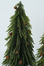 Load image into Gallery viewer, Christmas Tabletop Trees Set of 3 Glittered Evergreen Pinecone Decor 18 Inch
