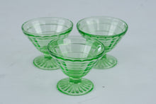 Load image into Gallery viewer, Anchor Hocking Block Optic Green Depression Glass Sherbet Cups Set of 3 Vintage
