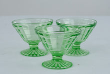 Load image into Gallery viewer, Anchor Hocking Block Optic Green Depression Glass Sherbet Cups Set of 3 Vintage
