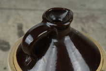 Load image into Gallery viewer, Vintage 3 Gallon Stoneware Jug Brown Glaze Crown Mark Primitive Crock
