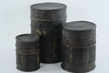 Load image into Gallery viewer, Handwoven Reed Basket Set of Three Rustic Lidded Storage Containers
