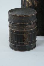 Load image into Gallery viewer, Handwoven Reed Basket Set of Three Rustic Lidded Storage Containers
