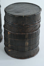 Load image into Gallery viewer, Handwoven Reed Basket Set of Three Rustic Lidded Storage Containers
