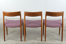 Load image into Gallery viewer, Set of 3 Mid Century Modern Teak Dining Chairs with Upholstered Seats
