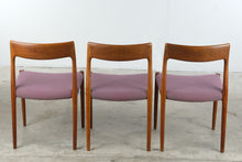 Load image into Gallery viewer, Set of 3 Mid Century Modern Teak Dining Chairs with Upholstered Seats
