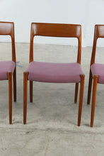 Load image into Gallery viewer, Set of 3 Mid Century Modern Teak Dining Chairs with Upholstered Seats
