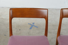 Load image into Gallery viewer, Set of 3 Mid Century Modern Teak Dining Chairs with Upholstered Seats

