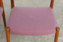 Load image into Gallery viewer, Set of 3 Mid Century Modern Teak Dining Chairs with Upholstered Seats
