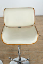 Load image into Gallery viewer, Set of 3 Santi Adjustable Barstools – Walnut &amp; Cream with Chrome Base
