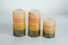Load image into Gallery viewer, Pier 1 Imports Pineapple Basil Scented Candle Set – Tropical Layered Pillar Candles (Set of 3)
