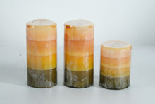 Load image into Gallery viewer, Pier 1 Imports Pineapple Basil Scented Candle Set – Tropical Layered Pillar Candles (Set of 3)

