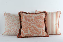 Load image into Gallery viewer, Set of 3 Decorative Throw Pillows 21x21 Down Filled Coral Pattern Velvet Back
