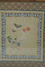 Load image into Gallery viewer, Set of 3 Framed Asian Silk Embroidery Panels Bamboo Frame Crane Floral

