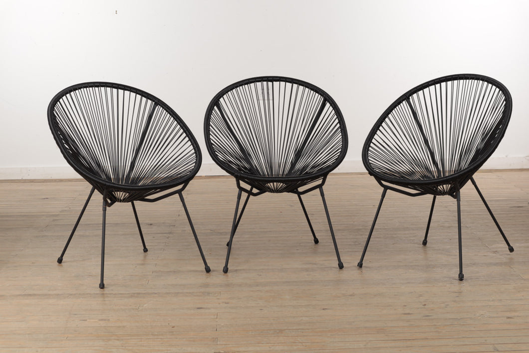 3 Outdoor Egg Chairs with Woven Seats