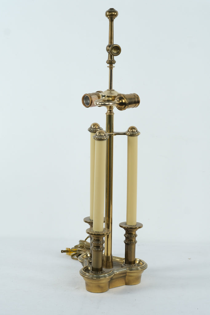 Vintage Brass Triple-Candle Table Lamp – Regency Style Electric Candlestick Lamp 27