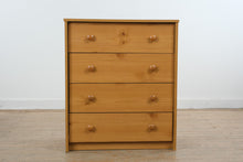Load image into Gallery viewer, 4 Drawer Chest Dresser Pine Finish Minimalist Storage
