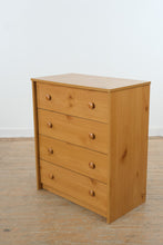 Load image into Gallery viewer, 4 Drawer Chest Dresser Pine Finish Minimalist Storage
