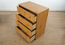 Load image into Gallery viewer, 4 Drawer Chest Dresser Pine Finish Minimalist Storage
