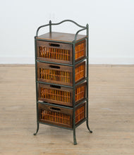 Load image into Gallery viewer, Metal &amp; Wood 4-Drawer Organizer with Bamboo Fronts – 37&quot; Tall

